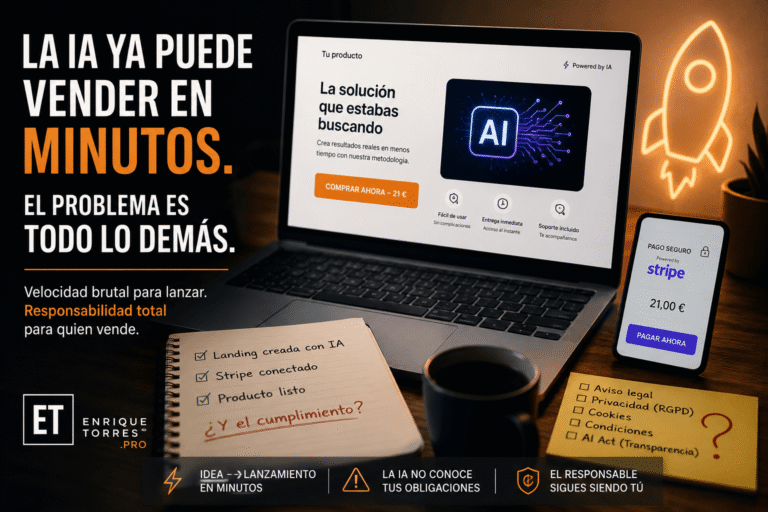 La IA ya puede vender en minutos. El problema legal de crear una web con IA en España